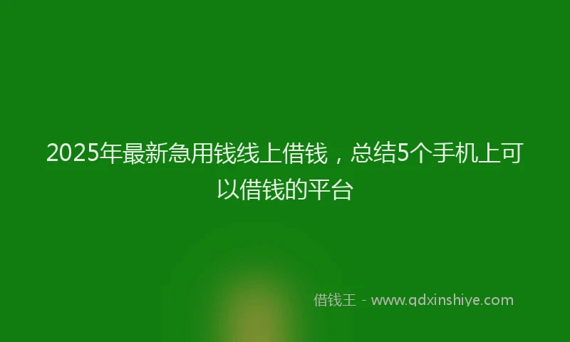 2025年最新急用钱线上借钱，总结5个手机上可以借钱的平台
