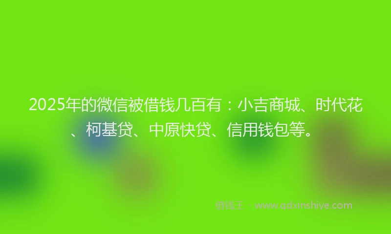 2025年的微信被借钱几百有：小吉商城、时代花、柯基贷、中原快贷、信用钱包等。