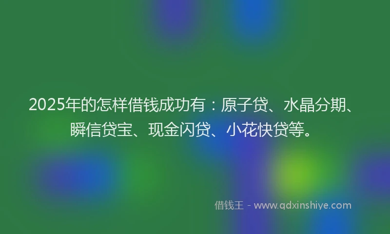 2025年的怎样借钱成功有：原子贷、水晶分期、瞬信贷宝、现金闪贷、小花快贷等。