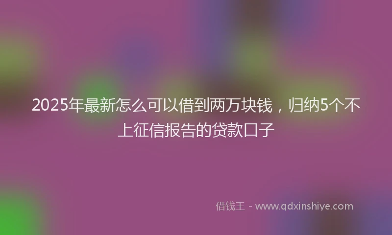 2025年最新怎么可以借到两万块钱，归纳5个不上征信报告的贷款口子