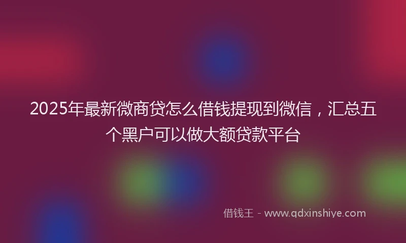 2025年最新微商贷怎么借钱提现到微信，汇总五个黑户可以做大额贷款平台