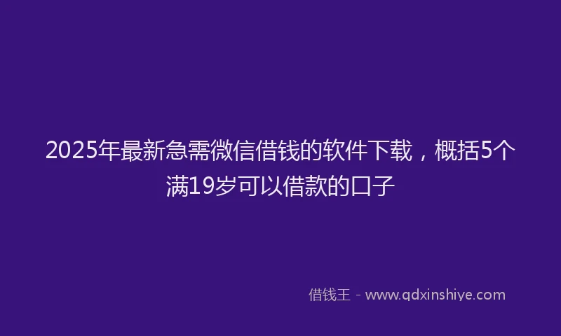 2025年最新急需微信借钱的软件下载，概括5个满19岁可以借款的口子