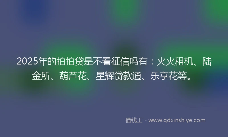 2025年的拍拍贷是不看征信吗有：火火租机、陆金所、葫芦花、星辉贷款通、乐享花等。