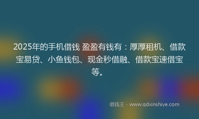 2025年的手机借钱 盈盈有钱有：厚厚租机、借款宝易贷、小鱼钱包、现金秒借融、借款宝速借宝等。