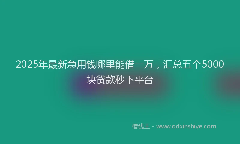 2025年最新急用钱哪里能借一万，汇总五个5000块贷款秒下平台