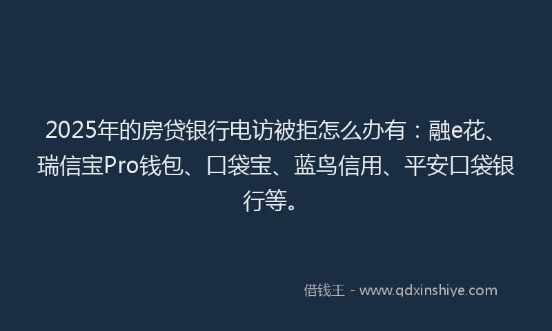 2025年的房贷银行电访被拒怎么办有：融e花、瑞信宝Pro钱包、口袋宝、蓝鸟信用、平安口袋银行等。