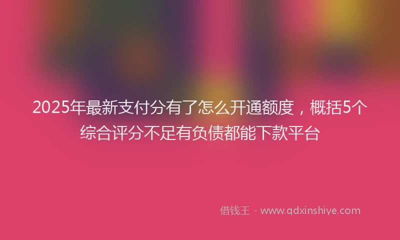 2025年最新支付分有了怎么开通额度，概括5个综合评分不足有负债都能下款平台