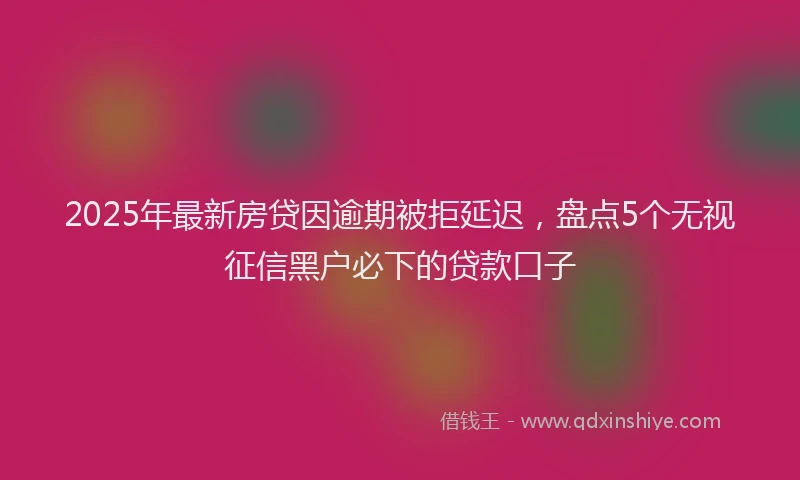2025年最新房贷因逾期被拒延迟，盘点5个无视征信黑户必下的贷款口子