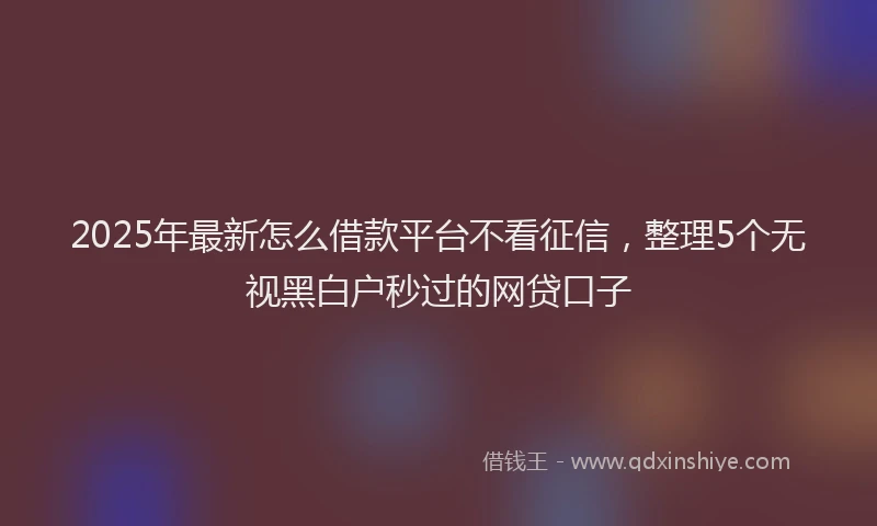 2025年最新怎么借款平台不看征信，整理5个无视黑白户秒过的网贷口子