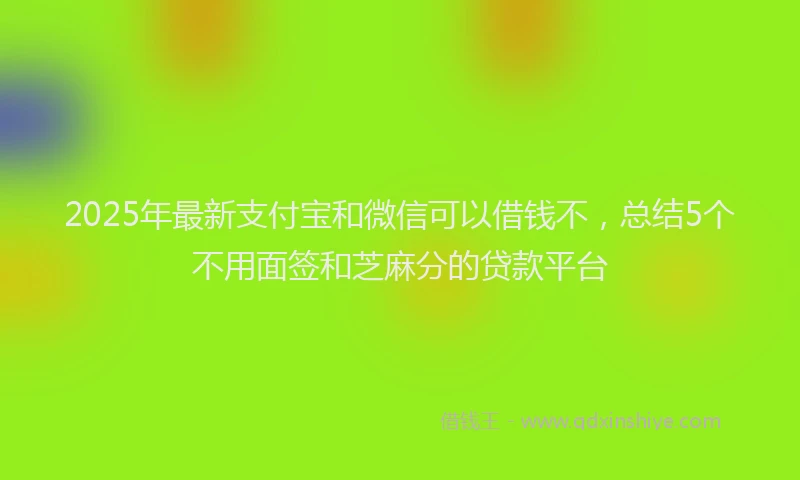 2025年最新支付宝和微信可以借钱不，总结5个不用面签和芝麻分的贷款平台