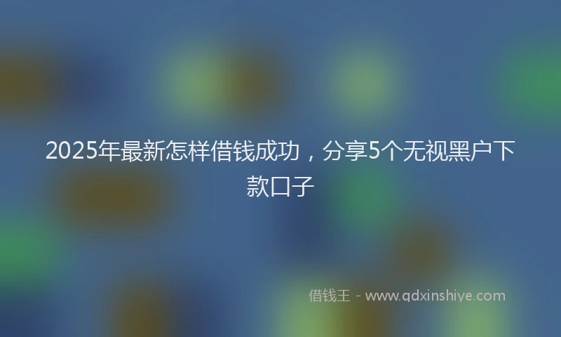 2025年最新怎样借钱成功，分享5个无视黑户下款口子