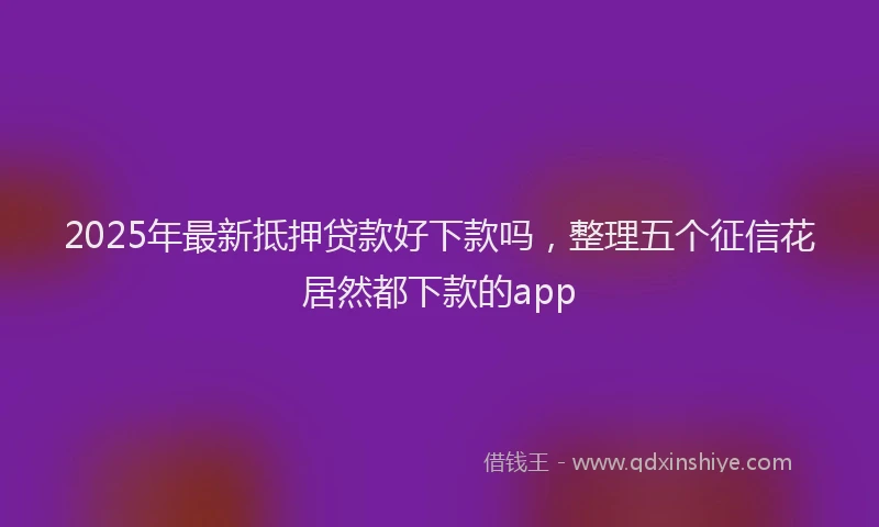 2025年最新抵押贷款好下款吗，整理五个征信花居然都下款的app