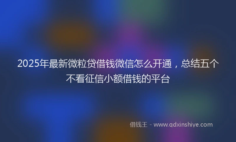 2025年最新微粒贷借钱微信怎么开通，总结五个不看征信小额借钱的平台