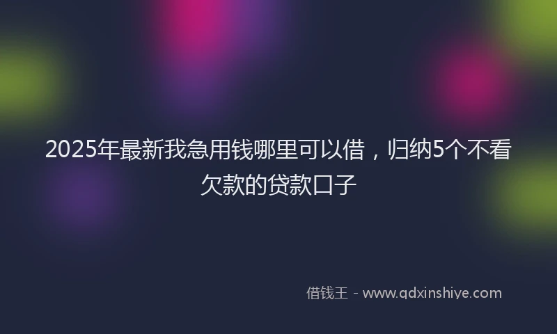 2025年最新我急用钱哪里可以借，归纳5个不看欠款的贷款口子