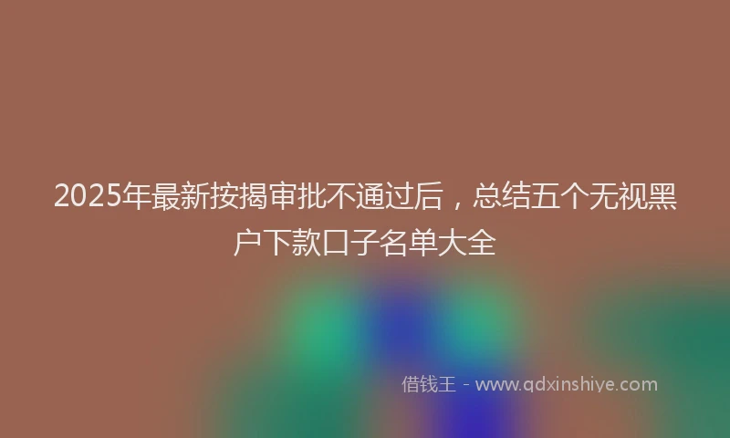 2025年最新按揭审批不通过后，总结五个无视黑户下款口子名单大全
