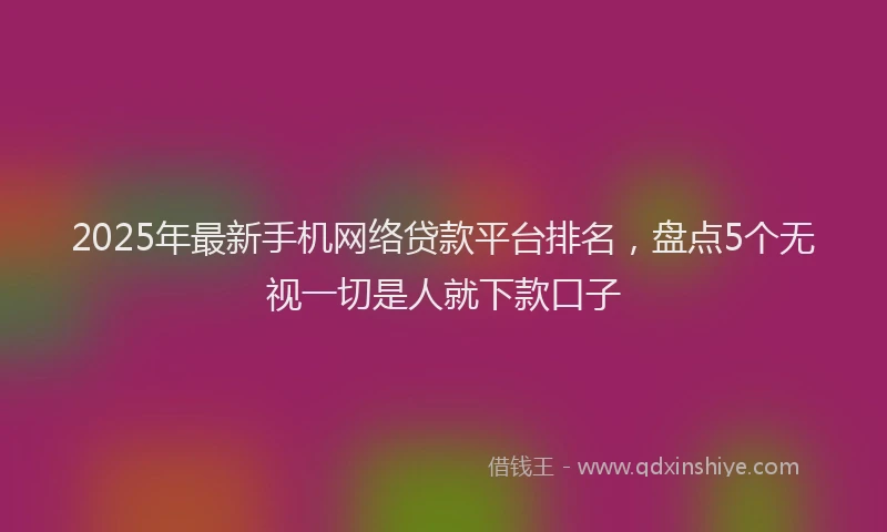 2025年最新手机网络贷款平台排名，盘点5个无视一切是人就下款口子
