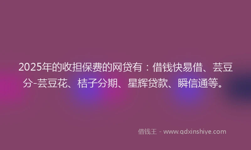 2025年的收担保费的网贷有：借钱快易借、芸豆分-芸豆花、桔子分期、星辉贷款、瞬信通等。