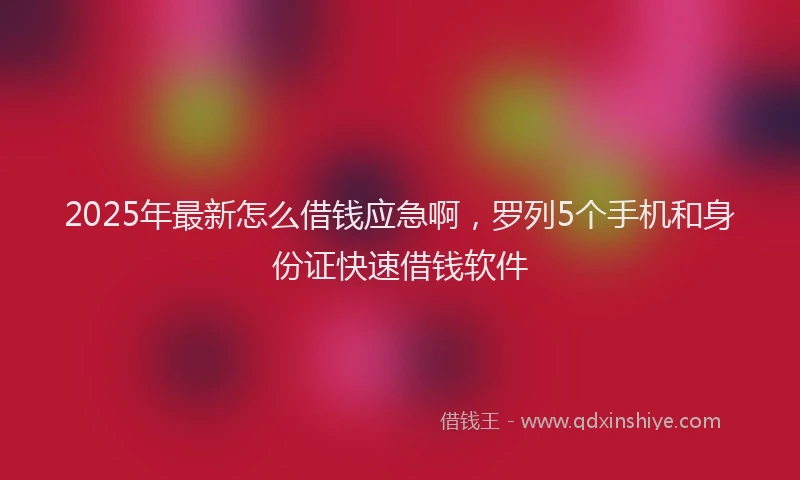2025年最新怎么借钱应急啊，罗列5个手机和身份证快速借钱软件