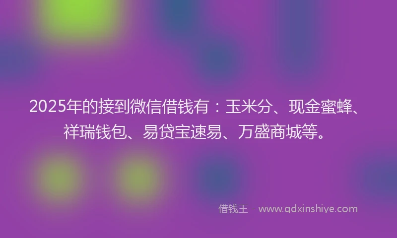 2025年的接到微信借钱有：玉米分、现金蜜蜂、祥瑞钱包、易贷宝速易、万盛商城等。