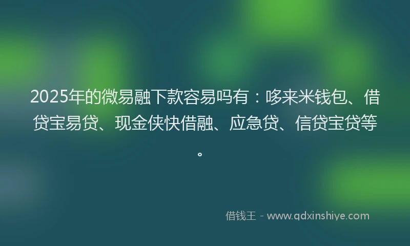 2025年的微易融下款容易吗有：哆来米钱包、借贷宝易贷、现金侠快借融、应急贷、信贷宝贷等。