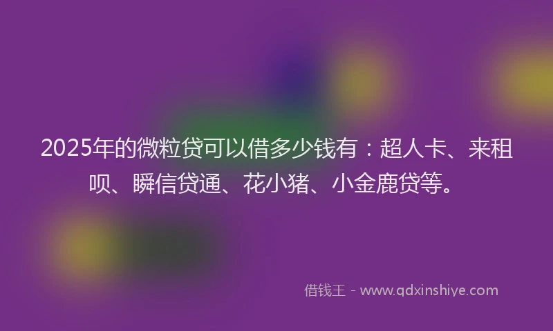 2025年的微粒贷可以借多少钱有：超人卡、来租呗、瞬信贷通、花小猪、小金鹿贷等。