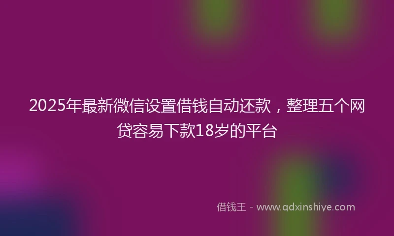 2025年最新微信设置借钱自动还款，整理五个网贷容易下款18岁的平台