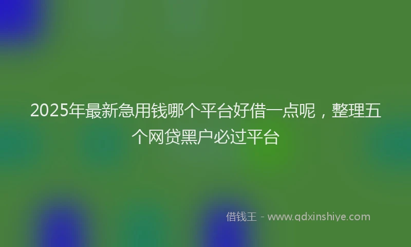 2025年最新急用钱哪个平台好借一点呢，整理五个网贷黑户必过平台