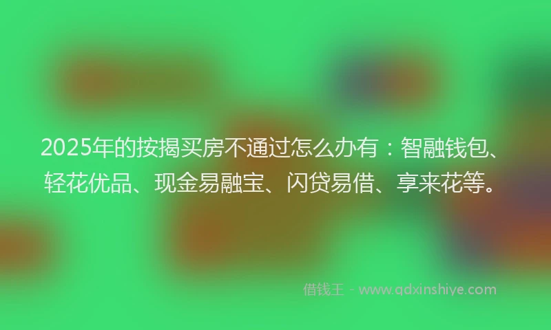 2025年的按揭买房不通过怎么办有：智融钱包、轻花优品、现金易融宝、闪贷易借、享来花等。
