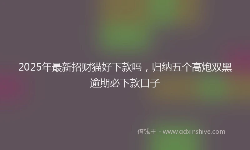 2025年最新招财猫好下款吗，归纳五个高炮双黑逾期必下款口子