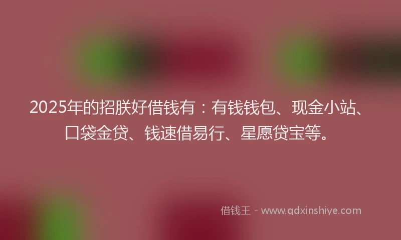 2025年的招朕好借钱有：有钱钱包、现金小站、口袋金贷、钱速借易行、星愿贷宝等。
