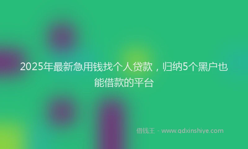 2025年最新急用钱找个人贷款，归纳5个黑户也能借款的平台