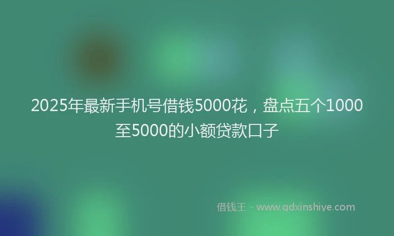 2025年最新手机号借钱5000花，盘点五个1000至5000的小额贷款口子