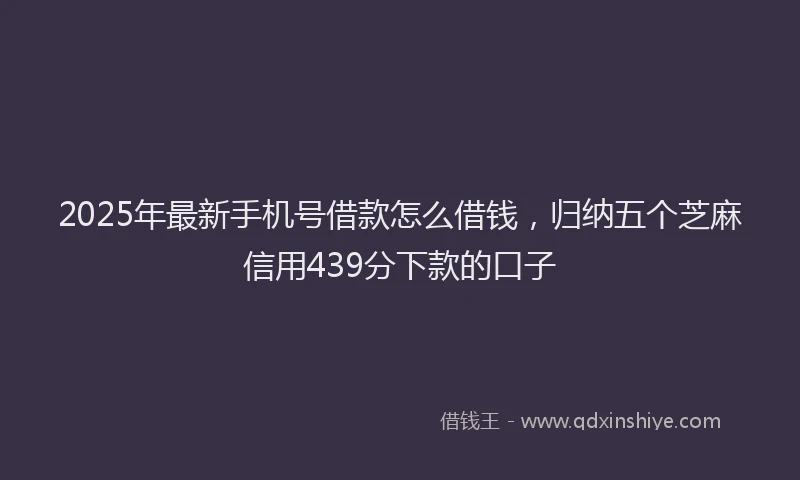 2025年最新手机号借款怎么借钱，归纳五个芝麻信用439分下款的口子