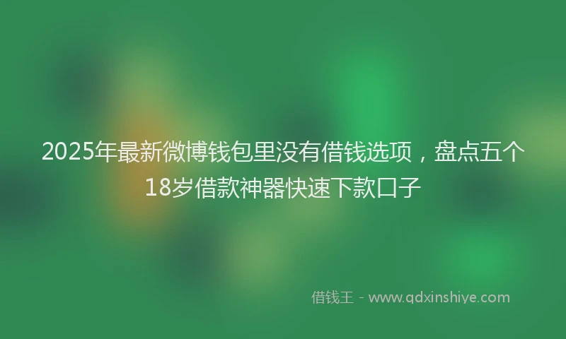2025年最新微博钱包里没有借钱选项，盘点五个18岁借款神器快速下款口子