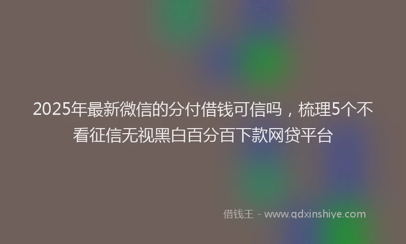 2025年最新微信的分付借钱可信吗，梳理5个不看征信无视黑白百分百下款网贷平台