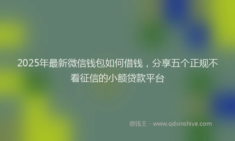 2025年最新微信钱包如何借钱，分享五个正规不看征信的小额贷款平台
