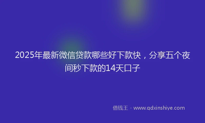 2025年最新微信贷款哪些好下款快，分享五个夜间秒下款的14天口子