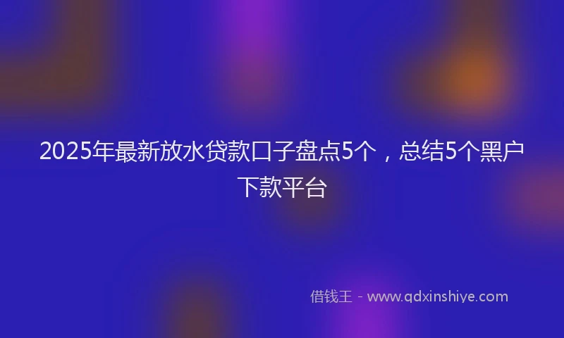 2025年最新放水贷款口子盘点5个，总结5个黑户下款平台