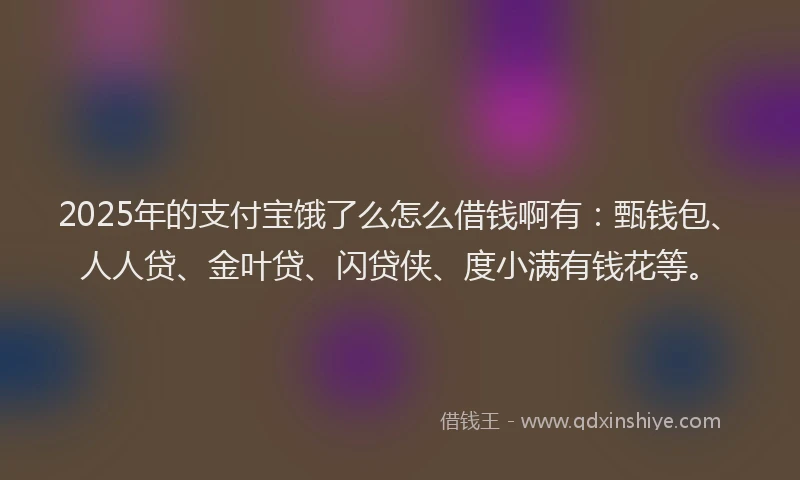 2025年的支付宝饿了么怎么借钱啊有：甄钱包、人人贷、金叶贷、闪贷侠、度小满有钱花等。