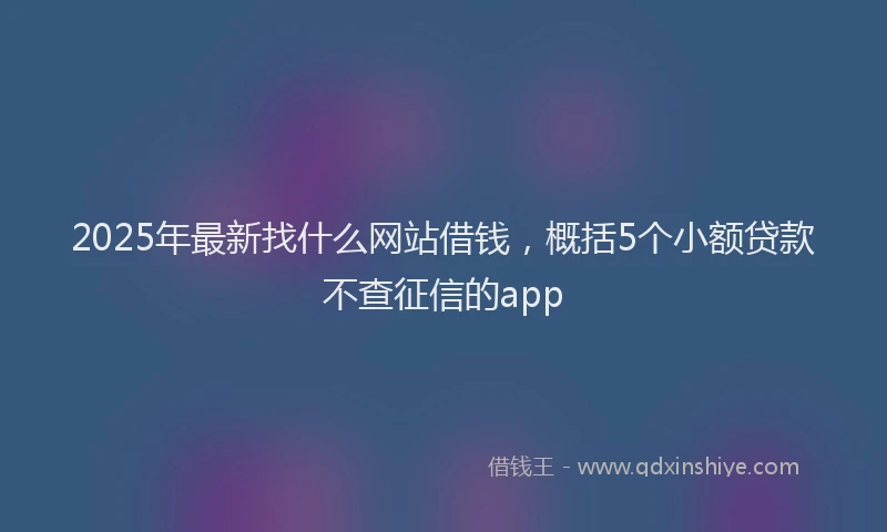 2025年最新找什么网站借钱，概括5个小额贷款不查征信的app