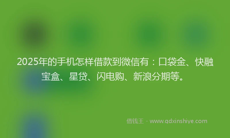2025年的手机怎样借款到微信有：口袋金、快融宝盒、星贷、闪电购、新浪分期等。