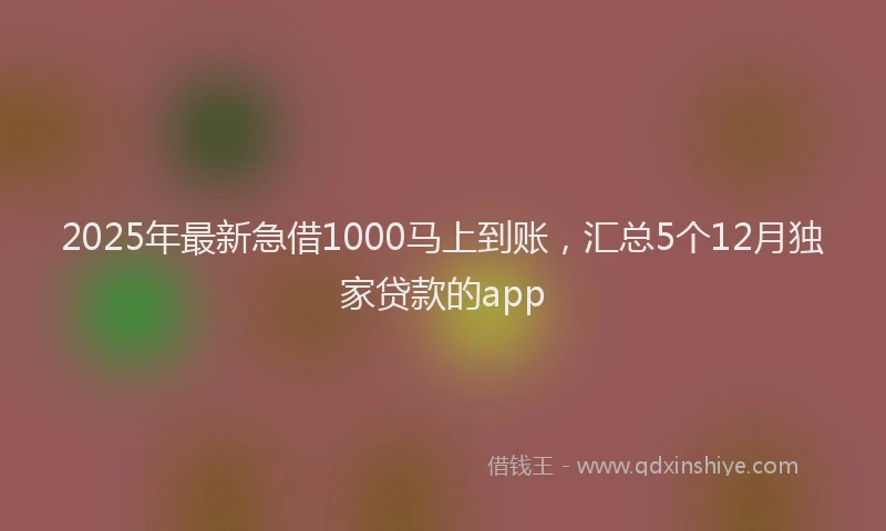 2025年最新急借1000马上到账，汇总5个12月独家贷款的app