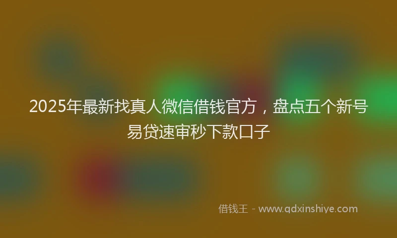 2025年最新找真人微信借钱官方，盘点五个新号易贷速审秒下款口子