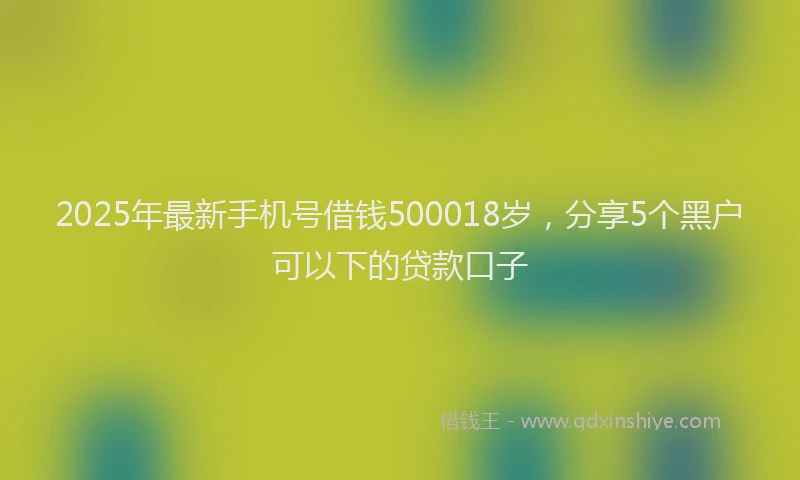 2025年最新手机号借钱500018岁，分享5个黑户可以下的贷款口子