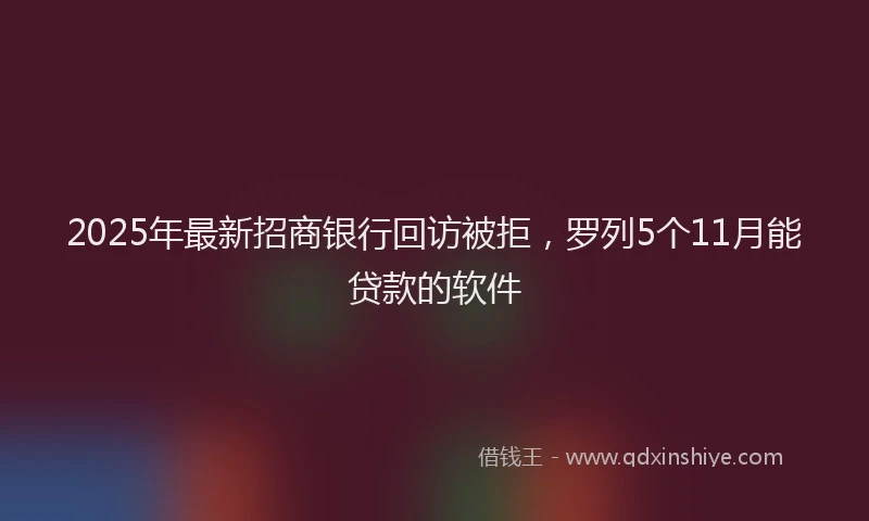 2025年最新招商银行回访被拒，罗列5个11月能贷款的软件