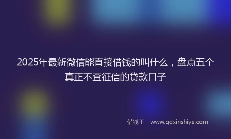 2025年最新微信能直接借钱的叫什么，盘点五个真正不查征信的贷款口子