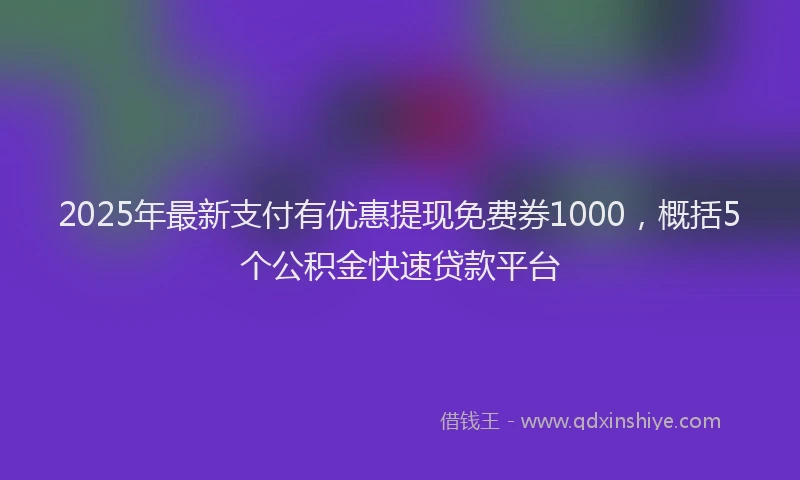 2025年最新支付有优惠提现免费券1000，概括5个公积金快速贷款平台