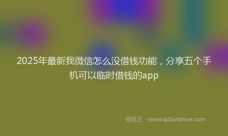 2025年最新我微信怎么没借钱功能，分享五个手机可以临时借钱的app