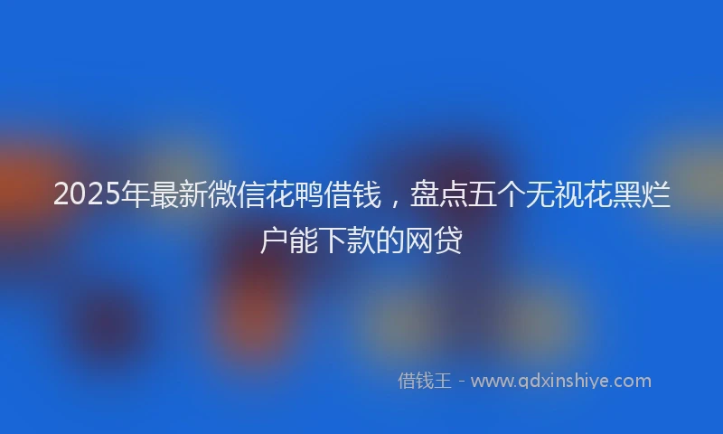 2025年最新微信花鸭借钱，盘点五个无视花黑烂户能下款的网贷