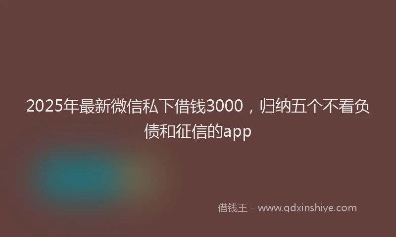 2025年最新微信私下借钱3000，归纳五个不看负债和征信的app